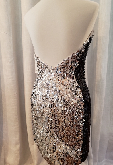 NWT Luxgal Black Silver Sequin Cocktail Dress - Picture 5 of 9